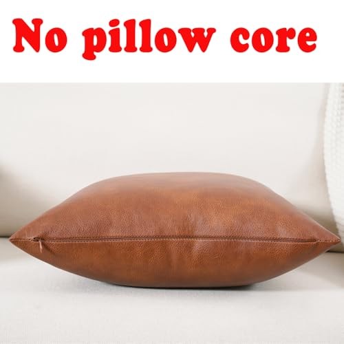 Juego de fundas de almohada de cuero sintético de 18X18 pulgadas de 18" x 18" (paquete de 2) marrón - Imagen 5 de 7