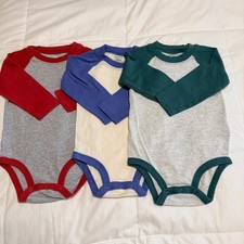 Carters Baby Boys 12M Raglan Baseball Long Sleeve Bodysuit 3 Pack Red Blue Green