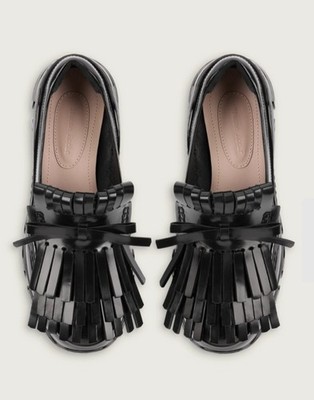 Simone Rocha Tracker fringe patent-leather loafers In Black 37