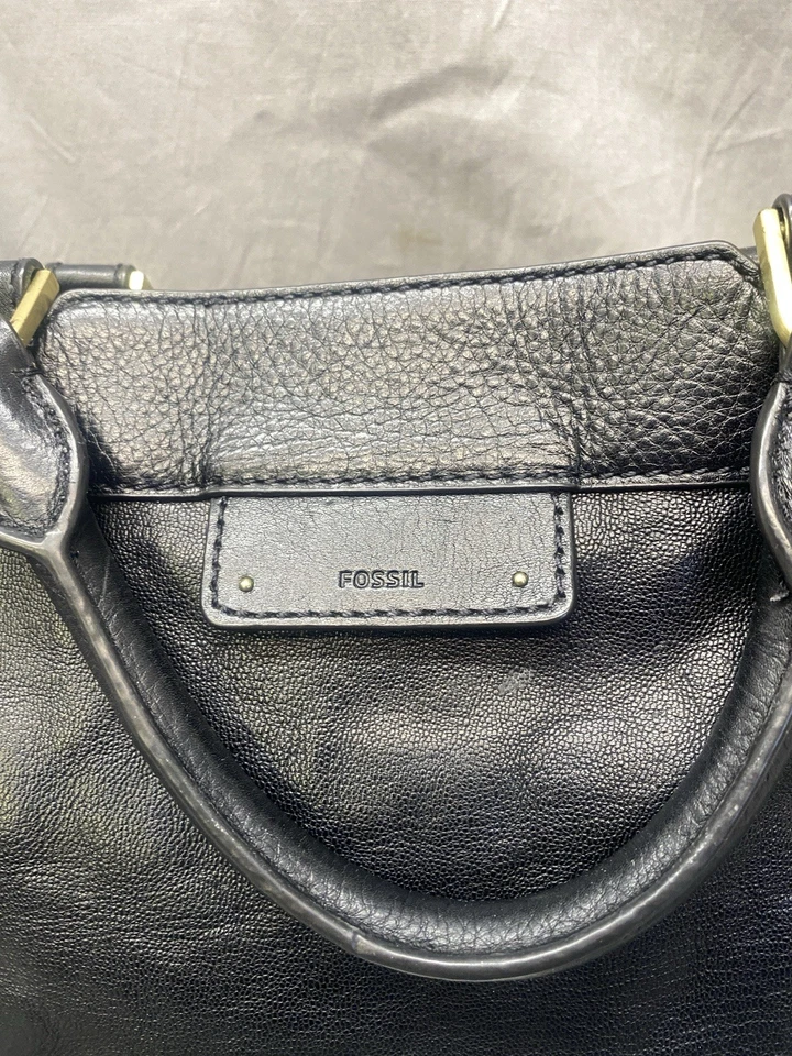 Fossil Sydney Satchel Black Leather Crossbody Shoulder Handbag Original Style - Image 2 of 4