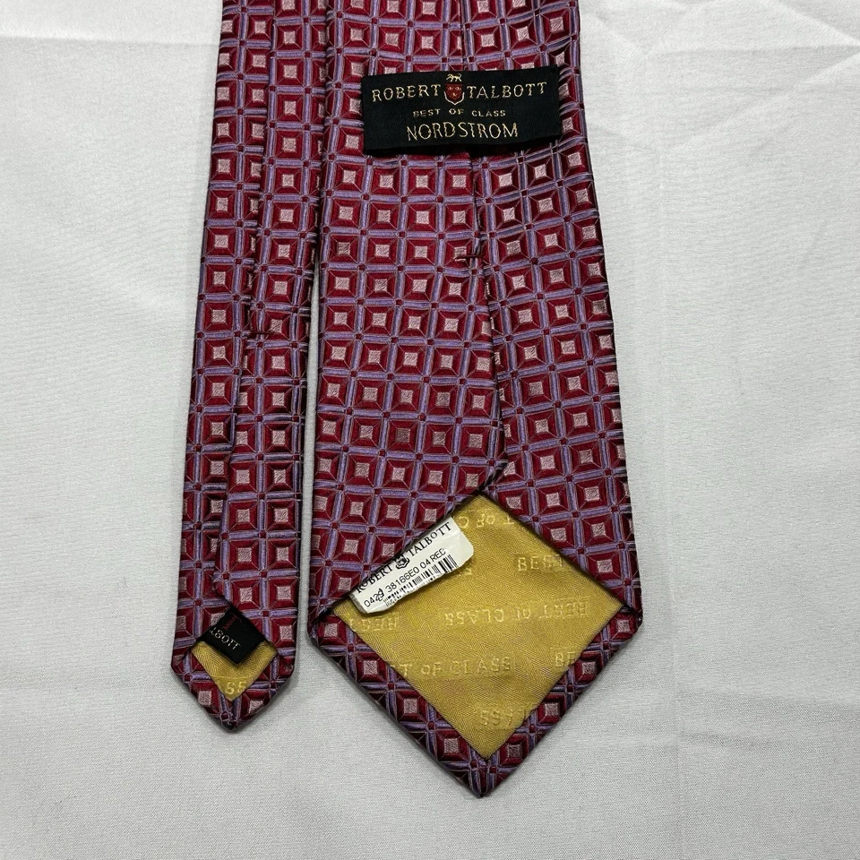 Галстук Robert Talbott лучший в своем классе Nordstrom красный фиолетовый квадратный геометрический шелк США - Изображение 2 из 4