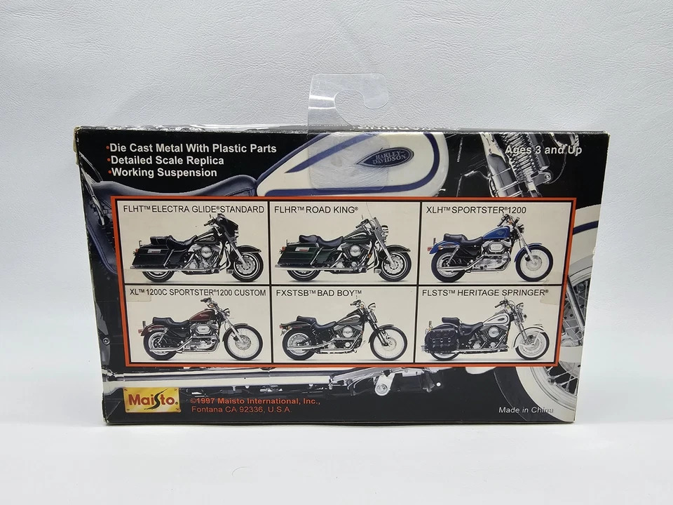 Harley Davidson FXSTSB Bad Boy Maisto 1/18 Diecast Motorcycle Series 1997 Negro Foto 4 de 4