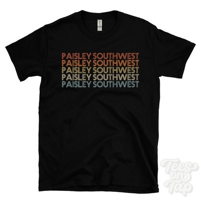 PAISLEY SOUTHWEST WIEDERHOLTES RETRO-STIL T-SHIRT Herren & Damen UK Ortsname Geschenk