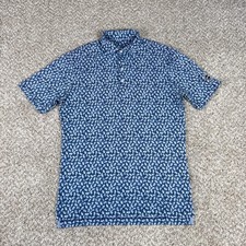 Johnnie O Polo Shirt Mens Small Blue Floral Leaf Print UPF 50 Golf Top Shelf