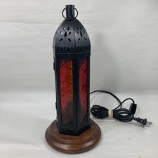 Moroccan Style Metal Glass  Lantern 13.5  Tal...