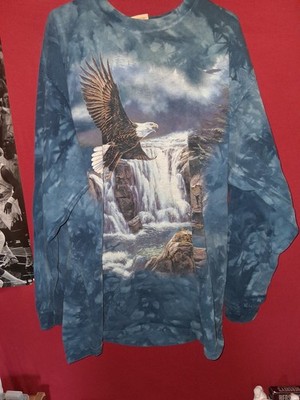 The Mountain Eagle Mens Long Sleeve T Shirt Blue Tie Dye Size 2XL