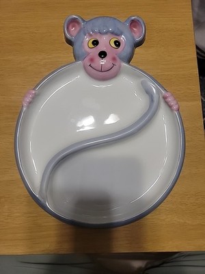 Vintage Studio Nova Divided Monkey Plate 9'' Japan Kid Child Kawaii Ceramic
