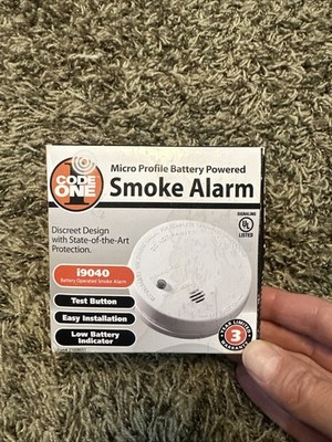 CODE ONE Smoke Alarm i9040 Micro Profile Battery Powered  NEW Dependable Protect