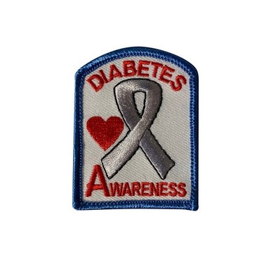 Diabetes Awareness Embroidered Iron On Patch -  Ribbon 99-D