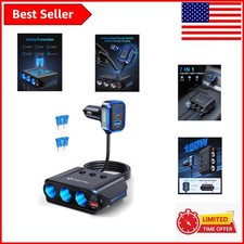 7-in-1 Cigarette Lighter Splitter: 180W 3-Socket Car Charger with Fast Charging