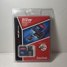 VERIZON SanDisk 512 MB Memory Card 3 in 1 With Adapters SD Micro SD
