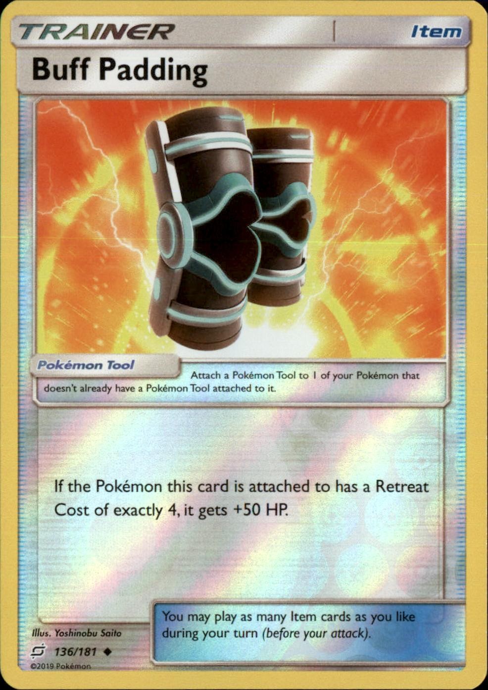 Buff Padding 136/181 Uncommon Team Up Pokemon Reverse Holo NM