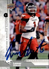 Lemar Durant Signed 2018 Upper Deck CFL Football card Calgary Stampeders