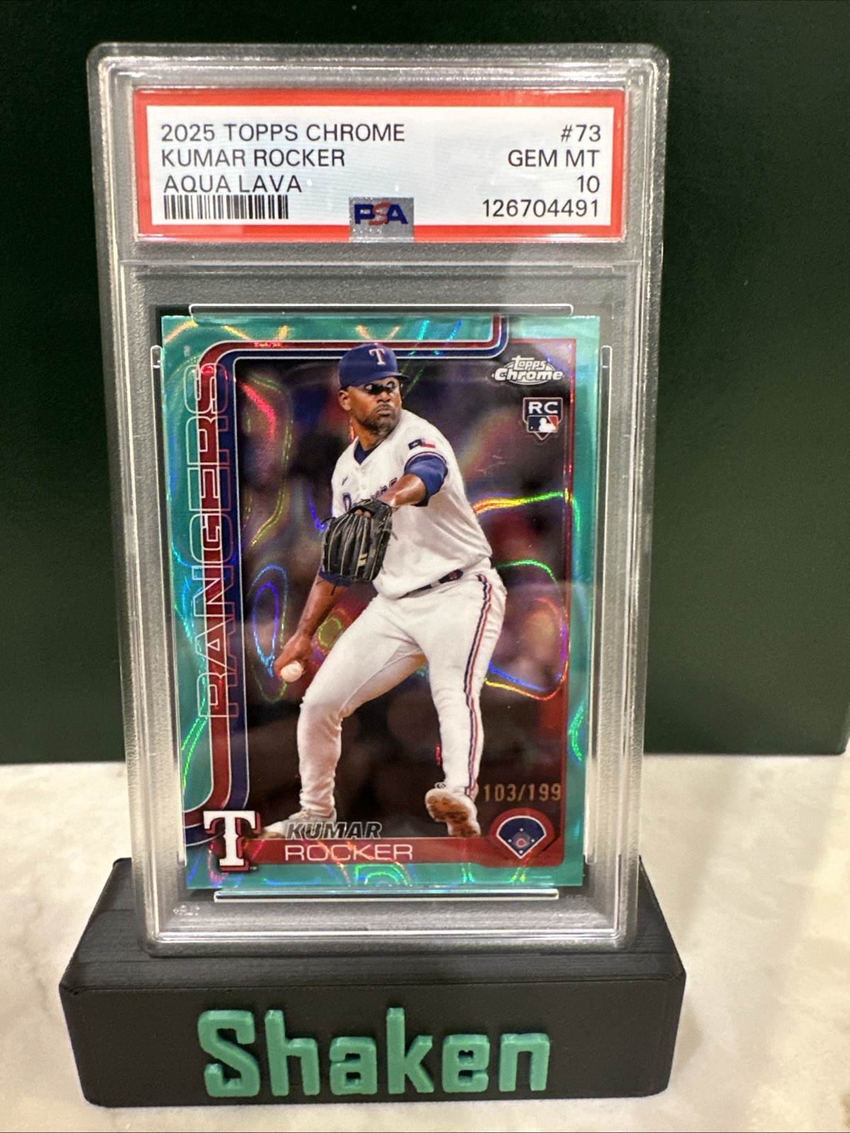 2025 Topps Chrome - Kumar Rocker #73 Aqua Lava Refractor /199 (RC)