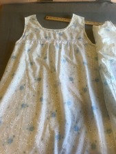 Night Time Creations Blue Paisley Lace Trim Granny Nightgown Cover Up Size M