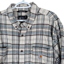 Carhartt Rugged Flex Relaxed Fit Flannel Shirt Button Down Mens 2XL Plaid