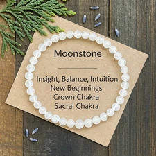 Natural Moonstone Crystal Bracelet 4mm Moonstone Healing Stacking Bracelet Gift