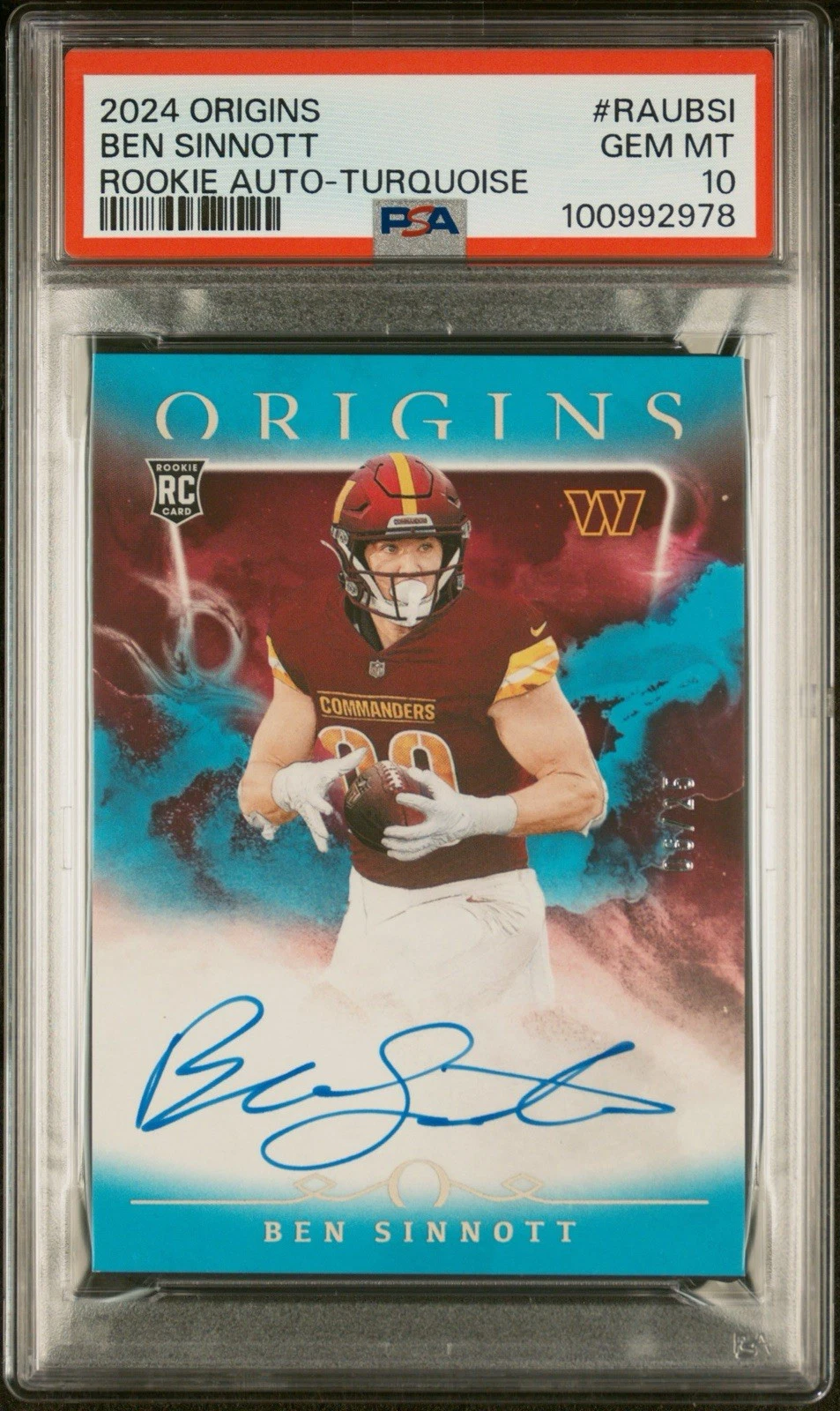 Ben Sinnott Panini Origins Rookie Autographs #RAUBSI Turquoise