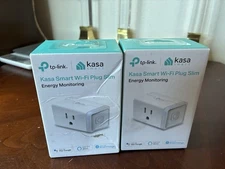 Kasa Smart WiFi Plug Slim w/Energy Monitor, works w/Alexa, Google - 2 pack
