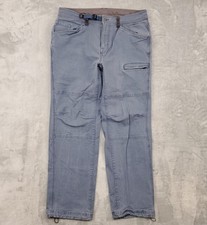 PrAna Stretch Zion Pants Mens 36x31 Blue Organic Cotton Hiking Climbing Breathe