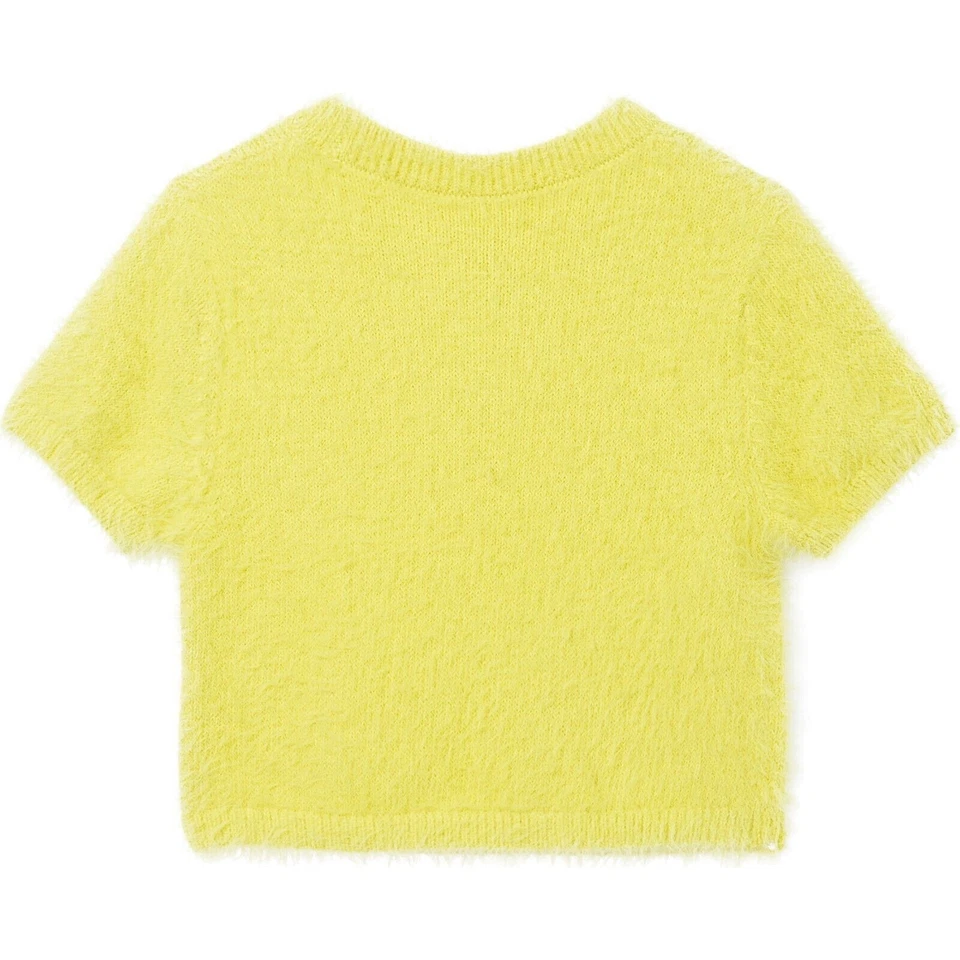 Truce Girl Lime Faux Mohair Short Sleeve Party Crop Sweater Kids Size S / 7-8 - Image 3 of 4