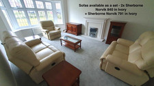 Leather Sofa Electric Recliner Suite -  Sherborne Norvik Ivory 