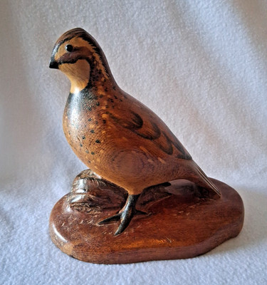 Carved Northern Bobwhite Quail R. D. Lewis VTG 1980 Signed and Dated Excellent