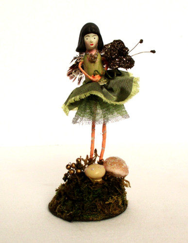 Seelie Fairy Artisan Doll Figurine Mixed Media OOAK Woodland Folk Art Figure