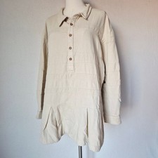 NWT Free People Free-Est Checkin' In Mini Dress Long Sleeve Cotton Neutral Sz.M
