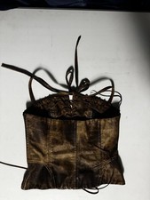 Windsor Brown Distressed Faux Leather Lace-Up Corset Top Small TH32078