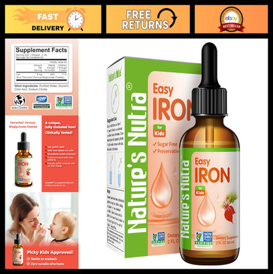 Premium Liquid Iron Supplement for Babies, Infants & Kids - Non-GMO, Kosher, 2 F