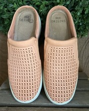 Earth Origins Perforated Leather Slip-On Clogs Emilia Peach   