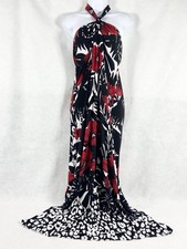 White House Black Market Maxi Halter Dress Women s Medium Black Floral Y2K