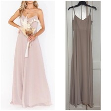 Show Me Your MuMu Faith Maxi Formal Bridesmaid Dress in Soft Beige Chiffon Sz S