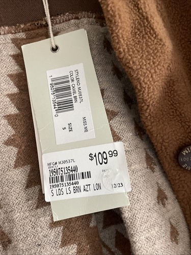 Miss Me lange geknöpfte Jacke hellbraun rot Damen Tribal Größe Small - Bild 3 von 7
