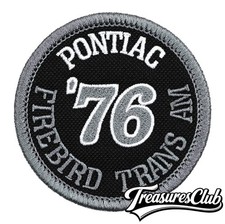 1976 Pontiac Firebird Trans Am Embroidered Patch Black/Dark Gray Iron-On Sew-On
