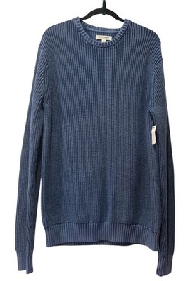 Goodthreads Men's Ribbed Knit Long Sleeve Crewneck Sweater Washed Blue Sz L