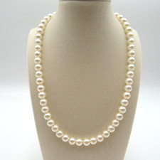Classic White Imitation Pearl Bead Necklace 16" Elegant Adjustable Chain Clasp