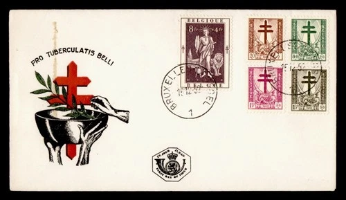 DR WHO 1952 BELGIUM FDC ANTI TB CACHET SEMI POST COMBO M71670