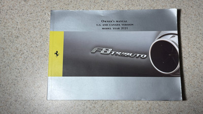 Ferrari F8 Tributo Owners Handbook/Manual (US and Canada Version 2021)