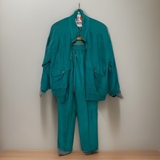 VTG EVR Teal Tracksuit Set Size M 100 Silk 80s Retro Rare Near Mint Condition
