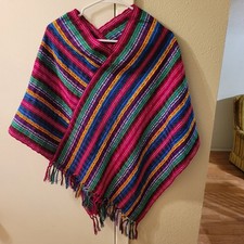 Authentic Handwoven Guatemalan Poncho   Artisan Mayan Textile   Natural Fibers