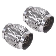 2PCS 2.5" x 4" Exhaust Flex Pipe Stainless Steel Heavy Duty Double Braid