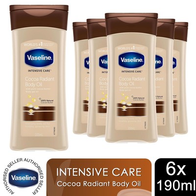 Vaseline Körpergel Öl Intensivpflege Kakao strahlend reine Kakaobutter 200ml, 6er Pack