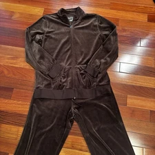 Made For Life Women's Brown Velour Jogger Set Jacket & Pants Sz XL Lounge Wear
