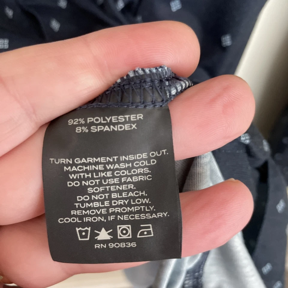 Mercer + Mettle Shirt Mens 2XL Dark Blue Printed Long Sleeve Button Very Soft - Image 4 of 4