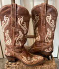 Corral Women's Honey Cortez Boots w/Ivory Embroidered Fleur De Lis R1974 Size 6M — photo 6