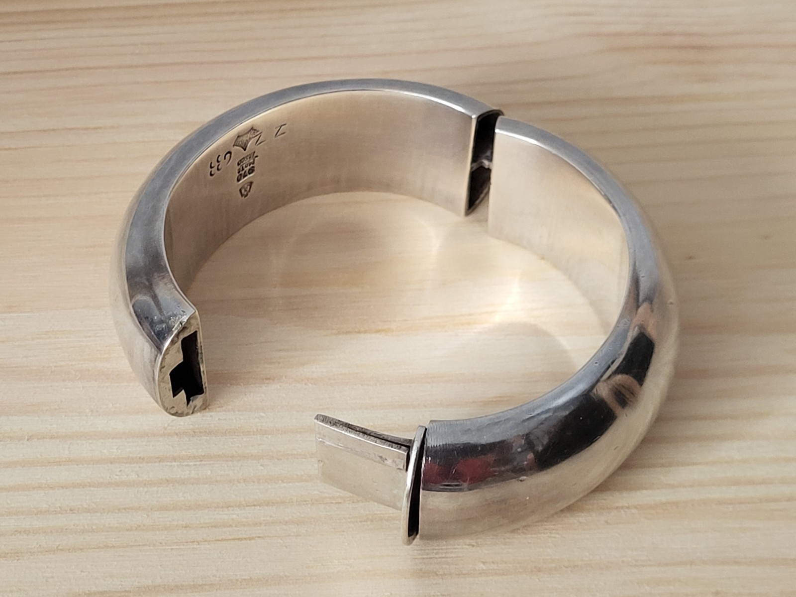 Antonio Pineda 970 Solid Silver Modern Hinge Bang… - image 10