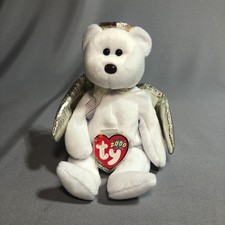 Ty Beanie Baby Halo 2 Bear Angel Retired 2000 Tag Protector and Display Case