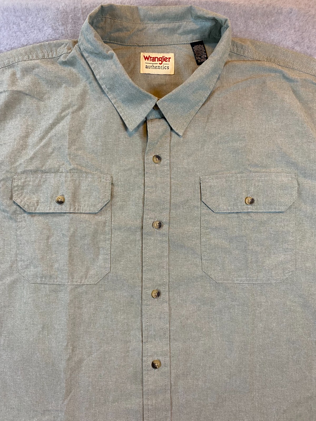 Wrangler Button Up Shirt Men 3XL Light Green Sage Short Sleeve Casual ...